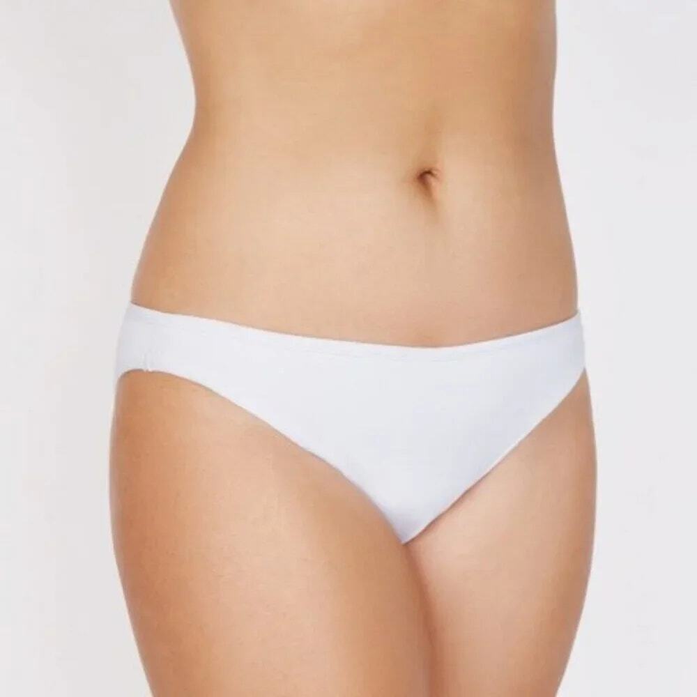 NWT Frederick's of Hollywood White Classic Ruched Swim Bikini Bottoms Medium